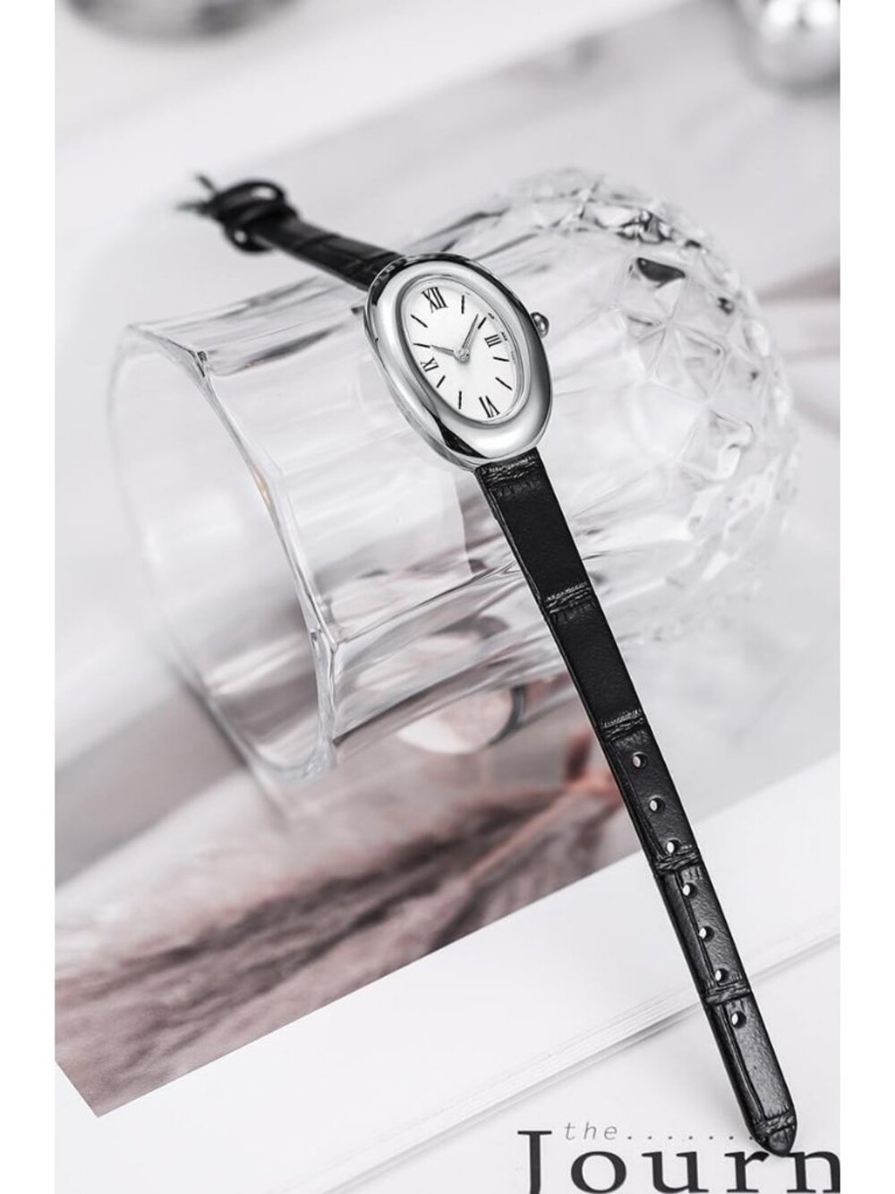 Women's Silver Black Analog Quartz Elegant Dial Bangle Vintage Bracelet Watch - Picture 6 of 6